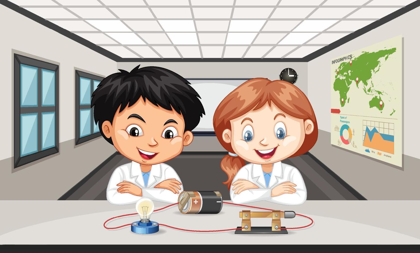 6892054 studenti bambini imparato sul componente circuito elettrico gratuito vettoriale